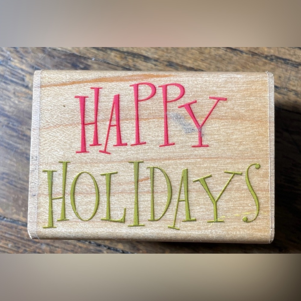 Delta Happy Holidays Rubber Wood Stamp Festive